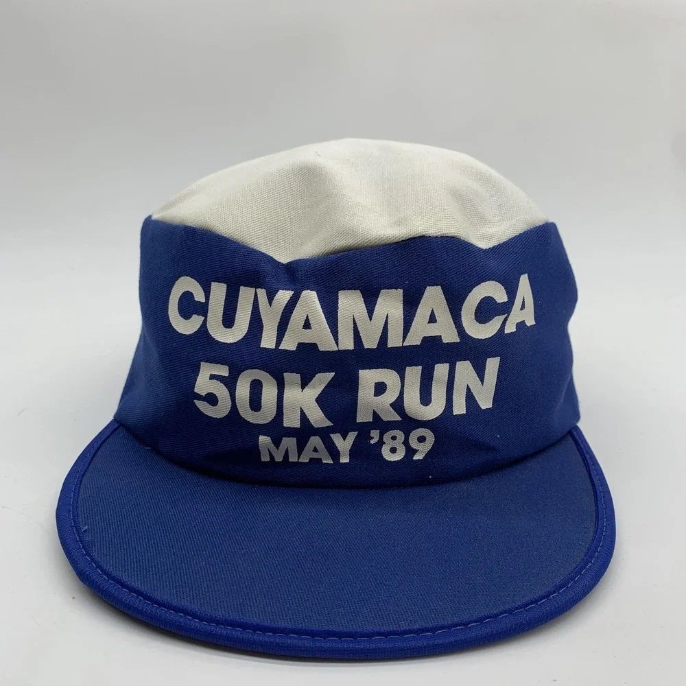 Vintage 1989 Cuyamaca 50K Run Hat Painters Hat Snap Back Blue Challenger Caps